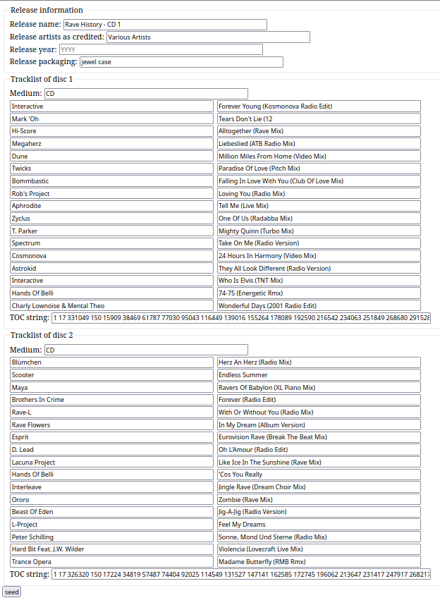 MusicBrainz seed form